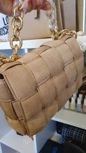 Bolso de hombro de ante esmerilado con cadena de Metal grueso para mujer, bandolera cuadrada tejida suave, bolso elegante de alta calidad