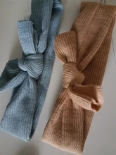 Accesorios para bebé niña, turbante sólido con nudo, diademas con lazo, diadema de punto de conejo, regalo al por mayor, 2019