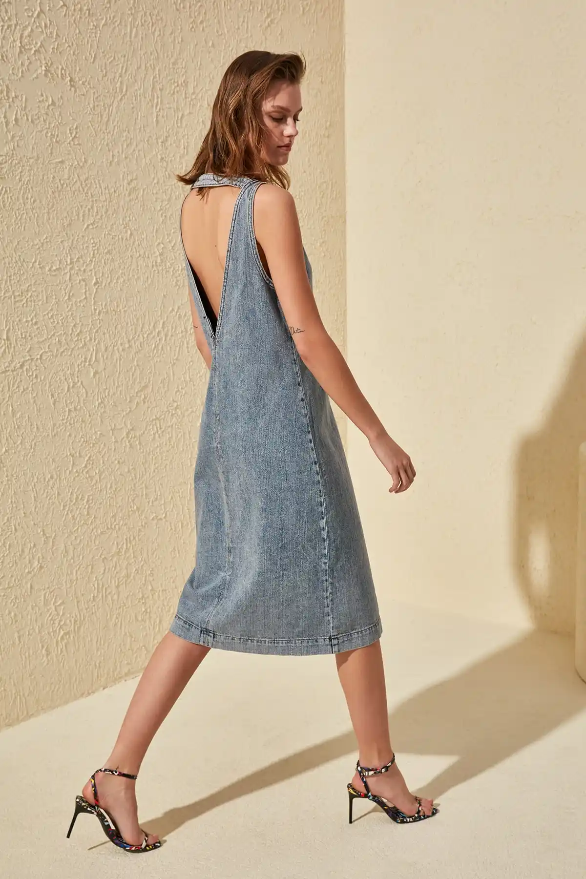 low back denim dress