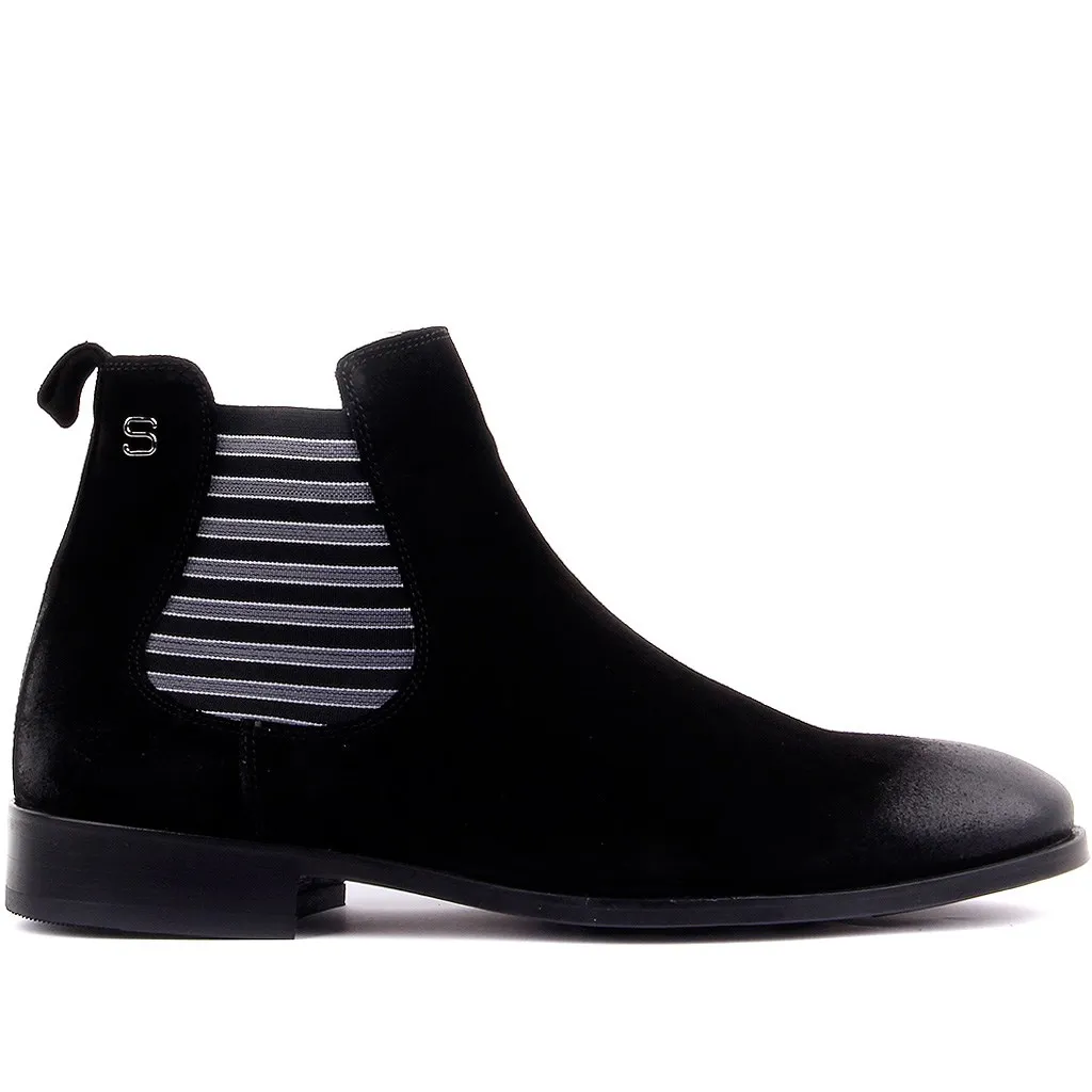 

Sail Lakers-Black Suede Step-in Sole Leather Men Boots