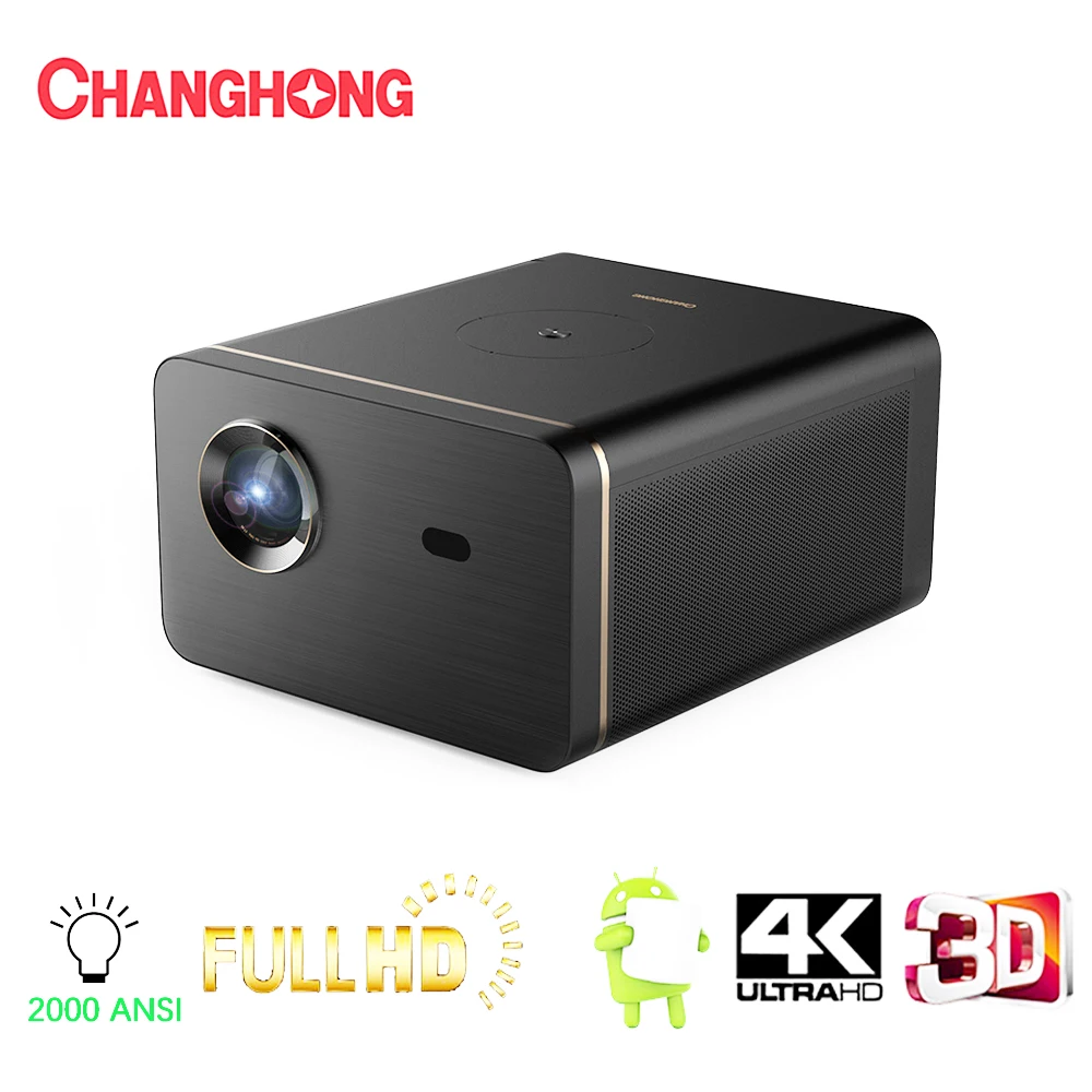 Changhong M4000 Support MEMC 4K Projector for Home.1080P DLP 3D Android Home Theater. 2000 ANSI Lumen TV Beamer. Video |