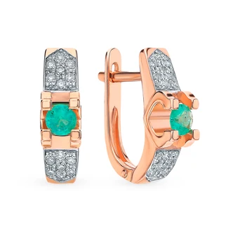 

Gold earrings with emeralds and diamonds sunlight sample 585