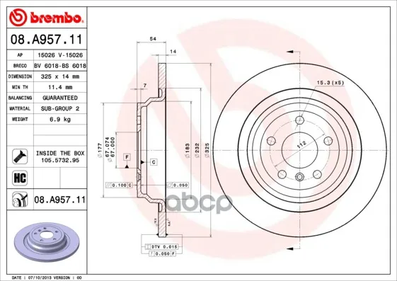 Диск Тормозной Задн, Mb: M-Class 11- Brembo арт. 08.A957.11