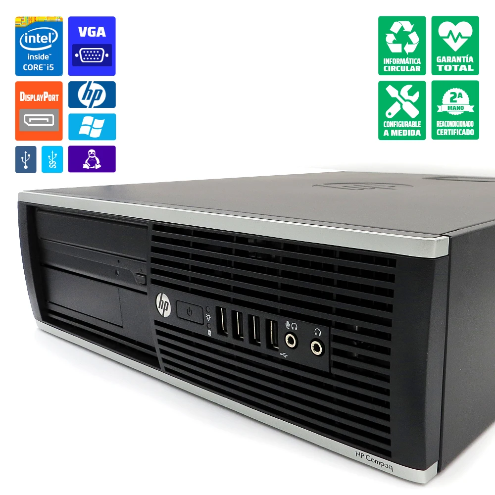 PC sobremesa HP 8300 SFF reacondicionado i5-3470 4GB-RAM SSD 120GB DVD Windows 10 Pro update