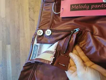 Pants Melody Black/burgundy Trousers Low-Waist Winter Warm Women Pu with Zipper-Decoration