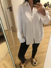 White Blouse Official-Tops Green Shirt Spring-Pocket Oversized Blusas Long-Sleeve Lizkova