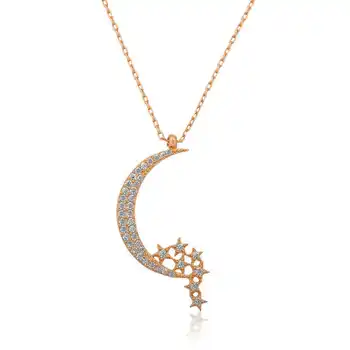 

KUTAYDAN 925 Sterling Silver Moon Star Women 'S Necklace