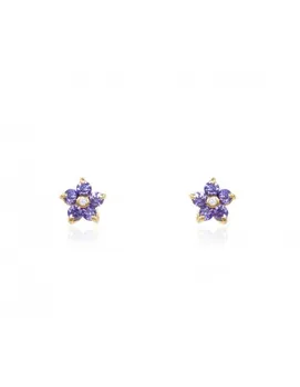 

Earrings Girl Margarita 5 Petals Amethyst and Cubic Zirconia