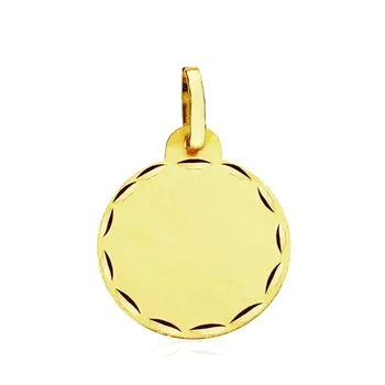 

Pendant 9k gold sheet circulate edge carved 16mm. [AB3272]