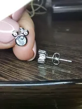 925 de plata esterlina de la joyería de las mujeres de cristal animales de dibujos animados pendientes para niñas de la escuela. Regalo de pendientes de plata y circonita para niña eh1415