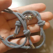 Uds \ Set de acero inoxidable pulsera de pareja un par de imán mano hombres y mujeres regalo amistad encantos cuerda joyería