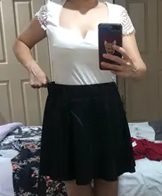 A-Line Skirts Short Minimalist-Skirt Flare Plain-Fit Elastic-Waist Black Preppy Women