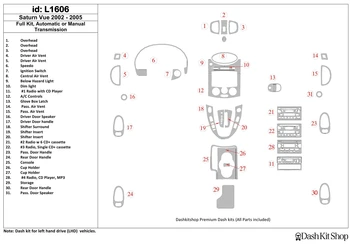 

Interior lining for Saturn VUE 2002-2005. Set L1606.
