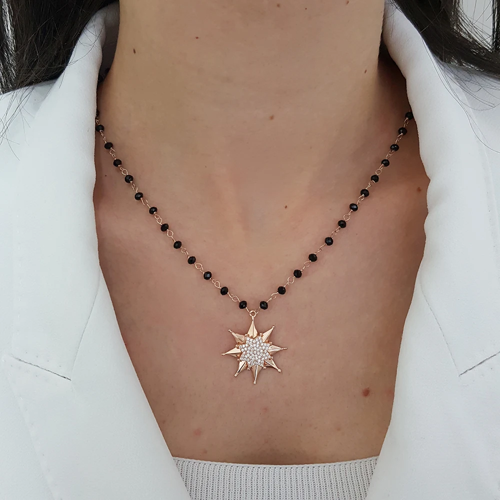 

NEW Shine Star Trendy 925 Silver Turkish Jewelry Zircon Fashion Polar Star Necklace For Women Minimalist Style Luxury Designer