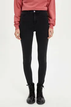 

DeFacto Women Fashion Solid Jean Trousers Female Mid Waist Elastic Denim Female Slim Pencil Crop Pants Lady - L8280AZ19WN