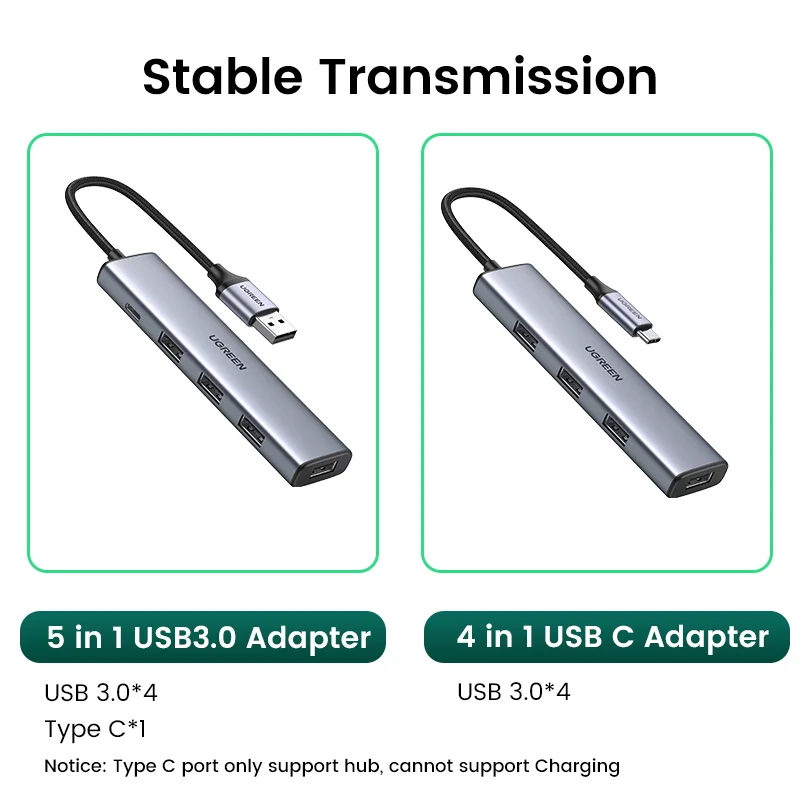 UGREEN USB HUB typ C na 4 USB 3.0 HUB USB na typ C Adapter 5G dla Macbook Pro Air M1 PC akcesoria do laptopów USB C HUB Splitter