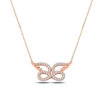 

Angemiel 925 Silver Zircon Cubic Zirconia Infinity Necklace-Rose Gold Plated
