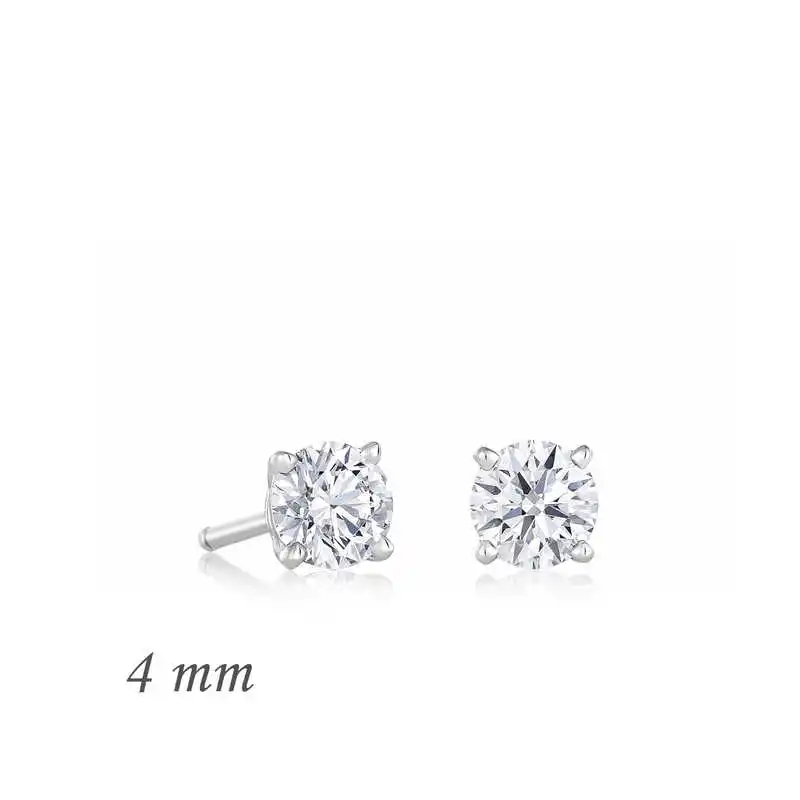 Merve Серебряный Круглый Пасьянс Циркон Earrings-4mm