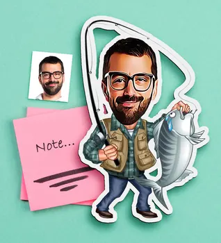 

Personalized Mr Fishing Caricature Of Wooden Magnet Special Occasions Gifts Home Office Fun Funny Dear Notes reliable
