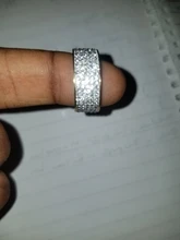 Anillo de acero inoxidable con diamantes de imitación para mujer, sortija de cristal transparente de alta calidad, 5 filas, sin alergia, 1 unidad