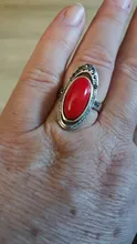 Kinel-anillo rojo de boda étnico para mujer, sortija tibetano Retro de plata, mosaico de cristal negro, joyería Vintage 2020