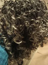 NNZES-peluca Afro rizada para mujeres negras, pelo largo sintético con flequillo, color negro y gris, 14 pulgadas