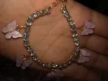 Tobillera de mariposa para mujer, cadena de tenis con diamantes de imitación, joyería para pie, tobillera de playa para verano