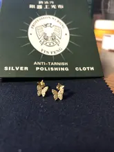 Stud-Earrings Jewelry Crystal 925-Sterling-Silver Wedding-Party Butterfly Women Gift