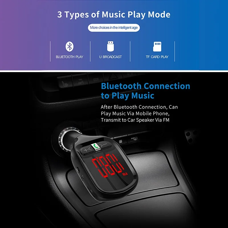 Комплект беспроводной связи bluetooth для автомобиля fm-передатчик двойной USB QC3.0 автомобильное зарядное устройство аудио музыкальный плеер с AUX Handfree Поддержка U диск TF карта