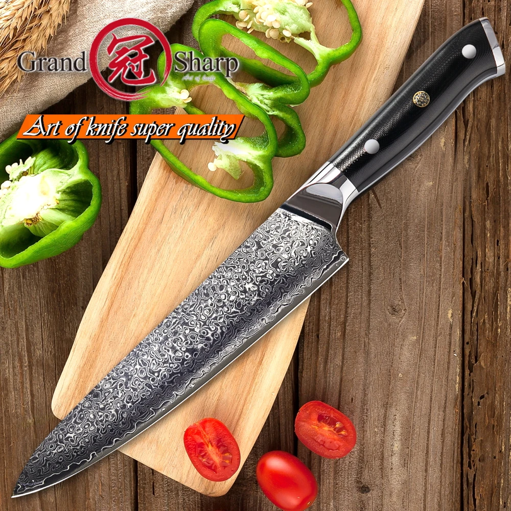 GRANDSHARP 8 дюймов профессиональный нож шеф-повара 67 слоев японского Дамасского VG-10 из нержавеющей стали Дамасские кухонные ножи инструмент для приготовления пищи
