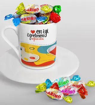 

Personalized Best Teacher Turkish coffee Cup and Haribo Candy Gift Set-4
