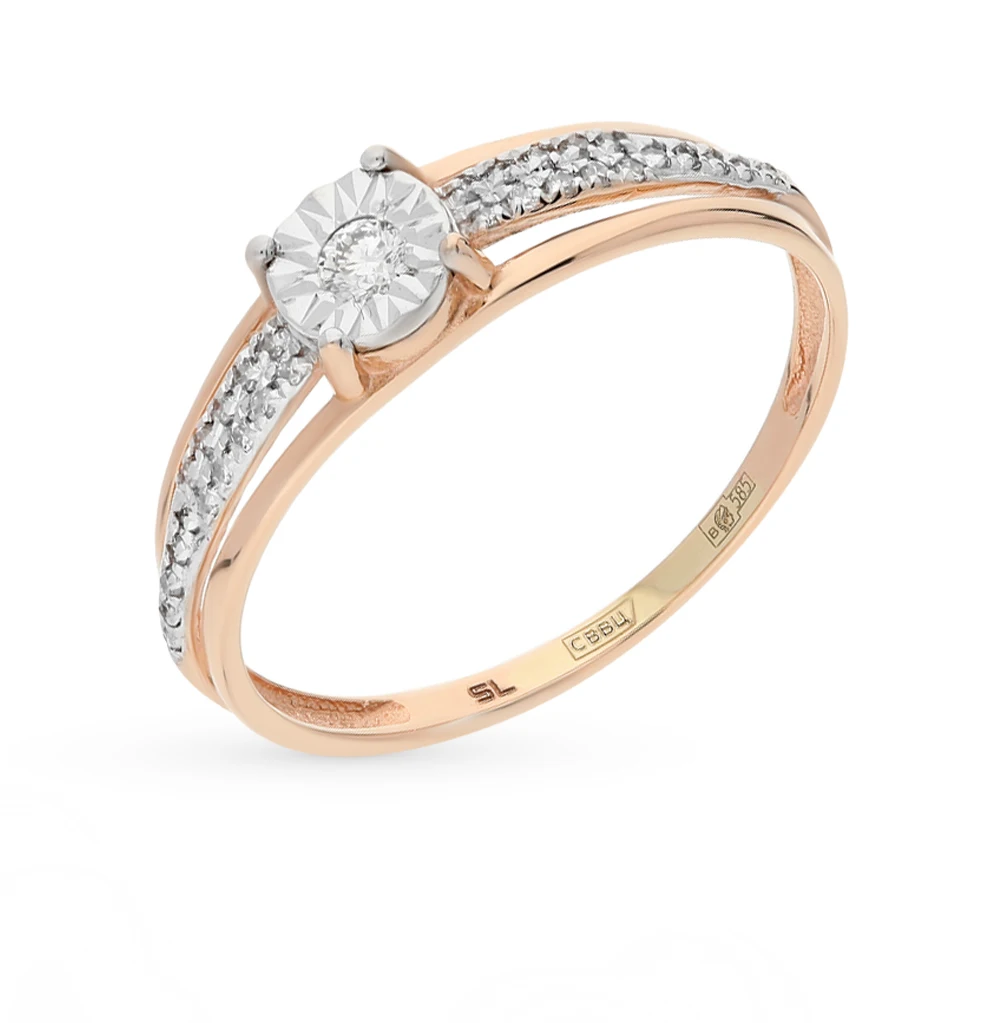 Золотое кольцо с бриллиантами SUNLIGHT проба 585