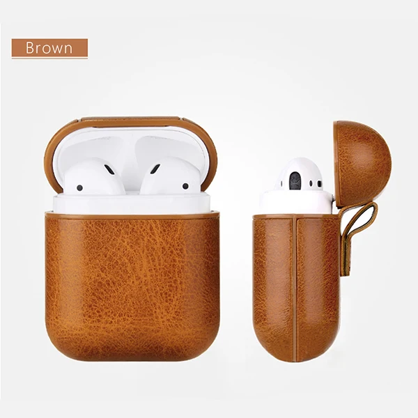 Коричневый Airpod сумка из змеиной кожи чехол для Apple AirPods 1 2 Роскошный кожаный чехол водонепроницаемый для зарядки чехол s дропшиппинг - Цвет: Коричневый