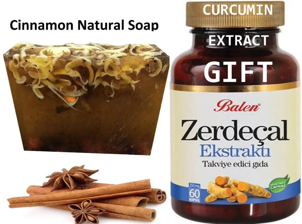 

Anti Acne Cinnamon Natural Handmade Soaps 100 gr+ Gift Curcumin Extract 60 Cpsl Digestive Health Eye anti-angiogenesis effects