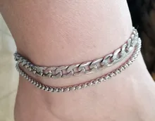 Tobilleras de acero inoxidable para mujer y hombre, joyería para pie de playa, cadena para pierna, pulseras para tobillo, accesorios de vacaciones, novedad de 2019