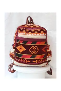 

Woven Rug Patterned Front Pocket Women Backpack For School or Daily Use