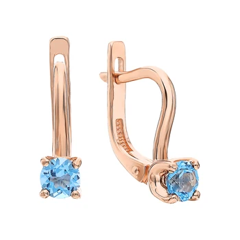 

Gold earrings with Topaz sunlight sample 585 test
