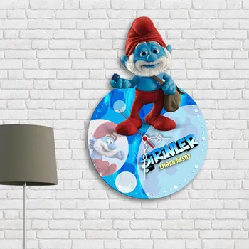 

Personalized The Smurfs Design Wooden Wall Clock-1