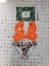 Bikini-Sets Biquinis Bathing-Suit CUPSHE Swimwear Women Orange Floral-Bottom Two-Pieces