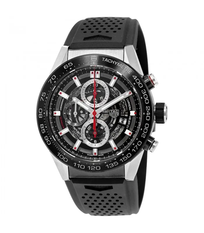 TAG HEUER CARRERA CALIBRE HEUER 01 AUTOMATIC SKELETON DIAL STEEL WATCH CAR2A1Z. FT6044