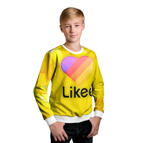 Детский свитшот 3D Likee Yello, Комфортный свитшот Лайк, для детей, для мальчиков и девочек, мягкий, яркие цвета, не выгорают