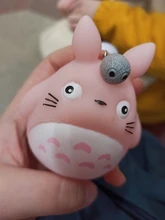 LLavero de animales de Totoro para hombre o mujer, llavero de piel con abalorio de Metal para bolso de coche