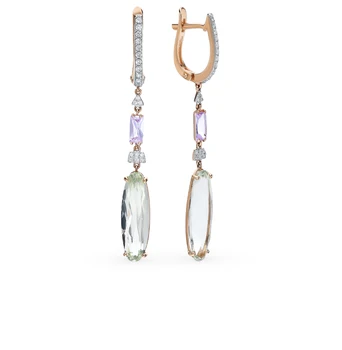 

Gold earrings with amethyst and cubic zirconia sunlight sample 585
