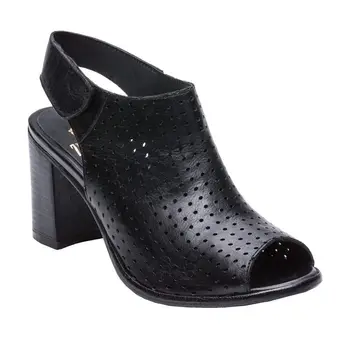

Open toe leather ankle boots for women Black color