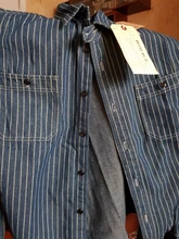 Wabash-camisa de trabajo a rayas para hombre, camisa de tela vaquera Vintage con orificios de ventilación, sin Stock