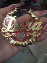 Fashionbomba-pendientes de aro de bambú con nombre personalizado para mujer y niña, joyería láser de acrílico, Piercing con nombre personalizado, C4