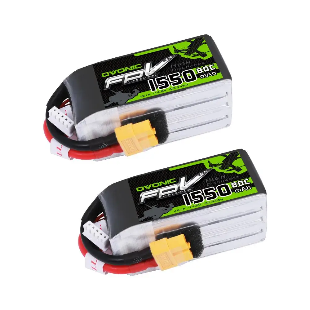 

Ovonic 14.8V 1550mAh 4S 80C LiPo Battery Pack With XT60 Plug For RC Airplane RC Helicopter RC Car RC Truck RC Boat Drone FPV