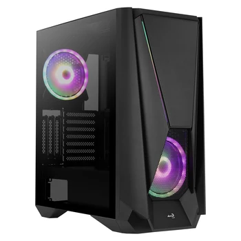 

Aerocool VISOR, PC E-ATX case, tempered glass window Gaming case + front grid, 2x ARGB fan 14cm, Black