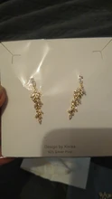 Earrings Charm Wedding-Ringen-Pendant Crystal Elegant Real-Gold-Leaves Korean Women Zirconia