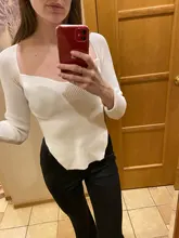 Suéteres de manga larga con cuello cuadrado para mujer, jersey tejido, Tops de primavera, otoño e invierno, color blanco y negro